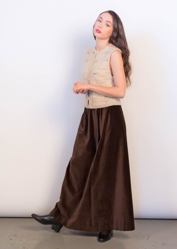 Brown Velvet Full Maxi Skirt size M - image 5