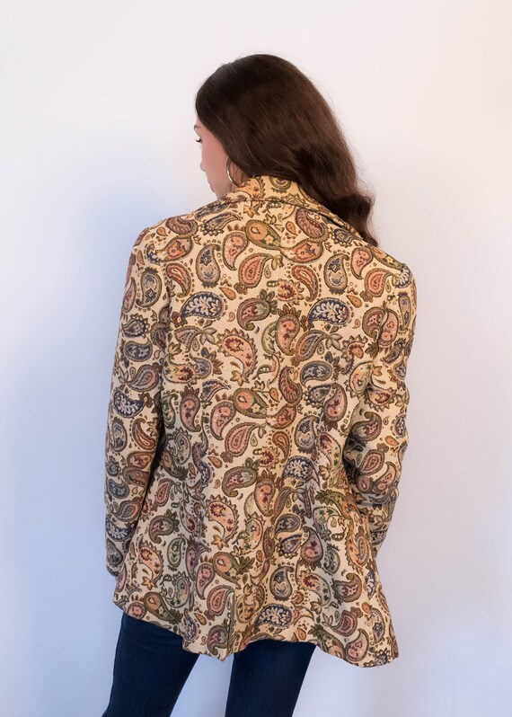 60s Mod Paisley Carpet Wool Blazer Woven Thick Bo… - image 8