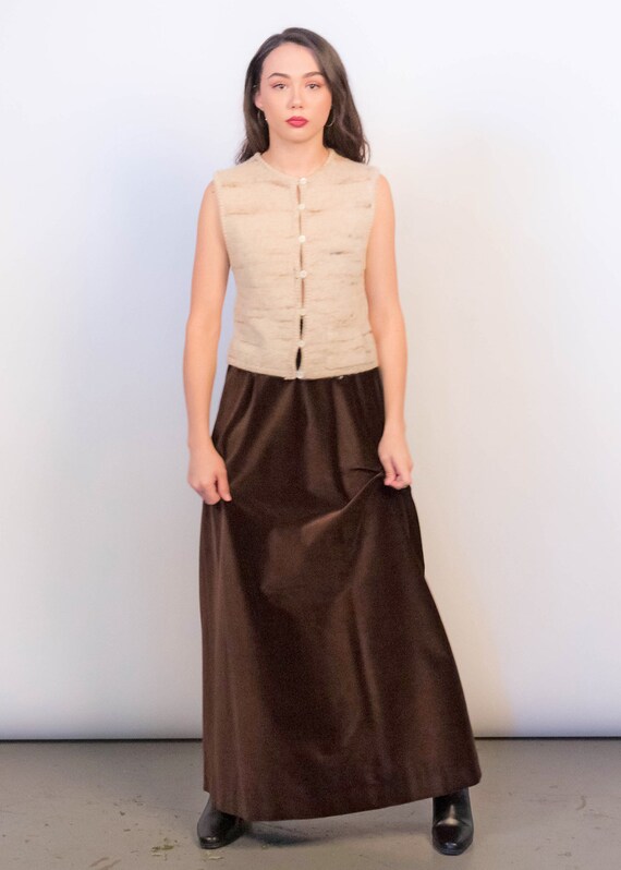 Brown Velvet Full Maxi Skirt size M - image 7