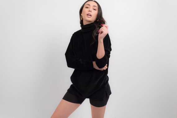 90s Black VELVET Top. Vintage 90s Top. Velvet Blac