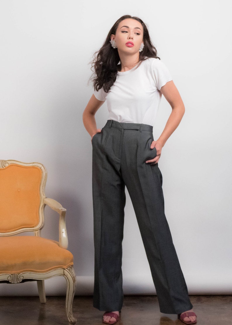 Vintage 90s Kenzo Wide-Leg Wool Trousers size M/ 28W image 4