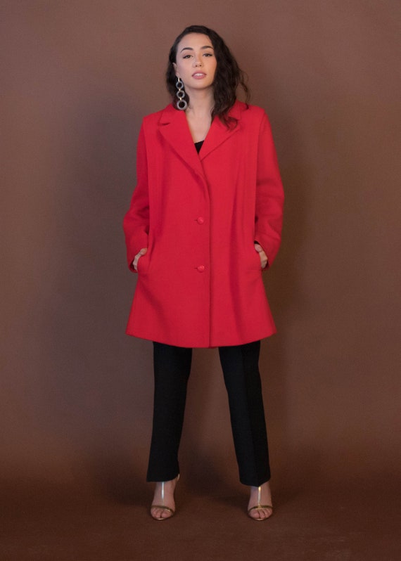Oversized Structured Red Wool Coat sizes M/L - image 1