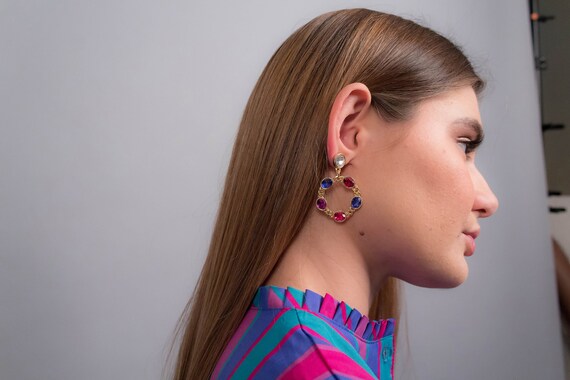 Statement RHINESTONE Earrings. Multi-Color Earrin… - image 4