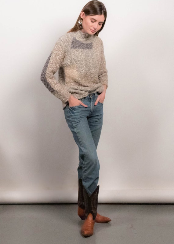 Chunky Knit Patchwork Wool Sweater fits sizes XS/… - image 7