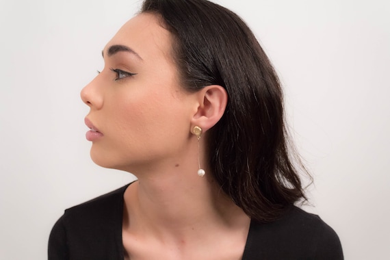 PEARL Drop Earrings. Minimalist Drop Earrings. Fa… - image 1