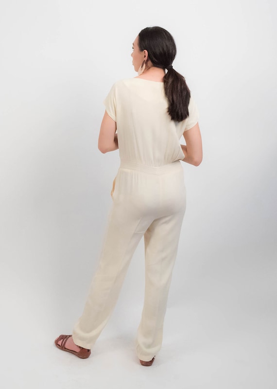 70s Floral Embroidered JUMPSUIT. Vintage Yellow J… - image 8