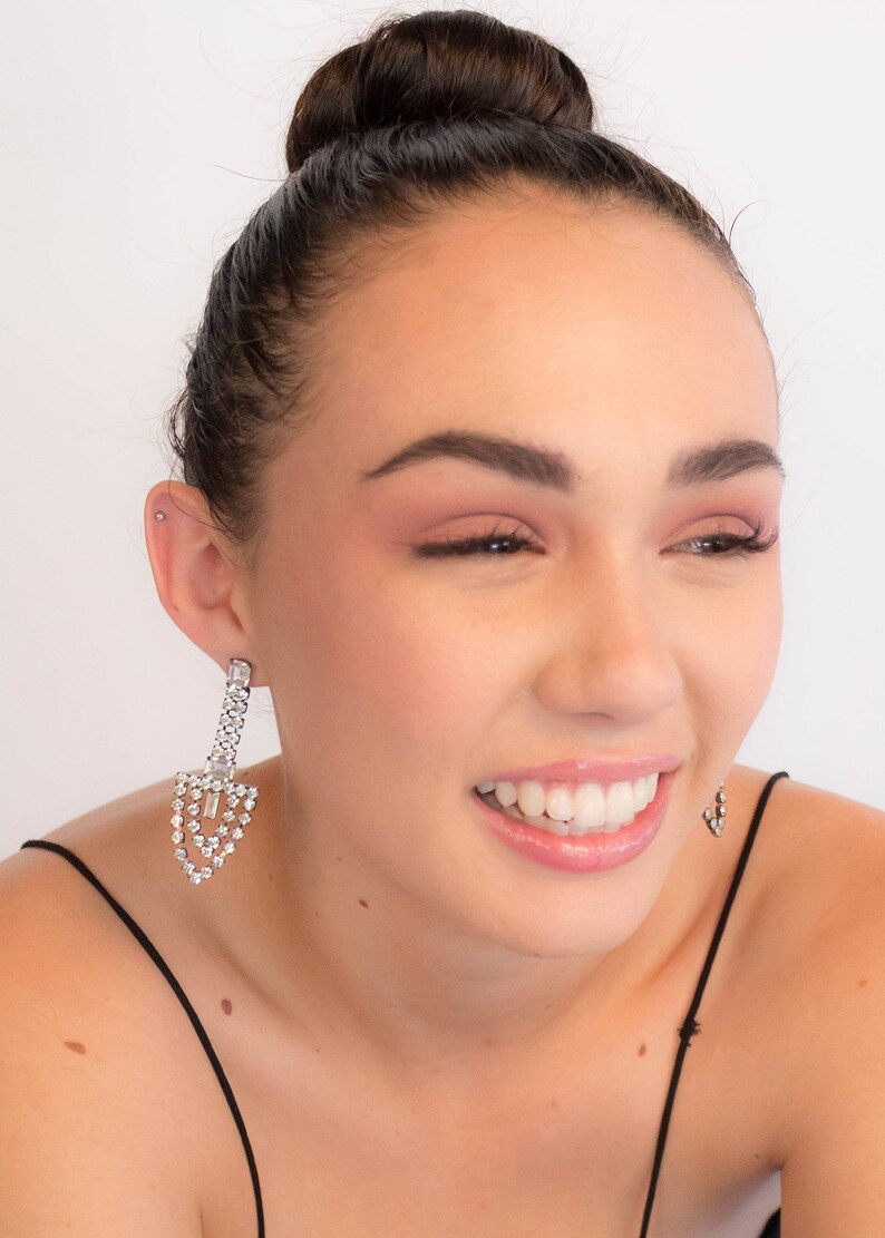 Art Deco Style Rhinestone Geometric Dangle Earrings