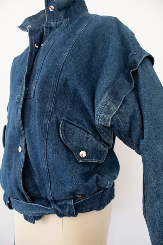 Vintage Denim Bomber Jacket, 80s Jean Jacket (XS-… - image 5