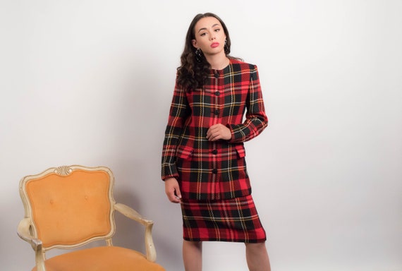 80s PLAID Skirt Suit. Vintage Plaid Skirt. 80s Pla