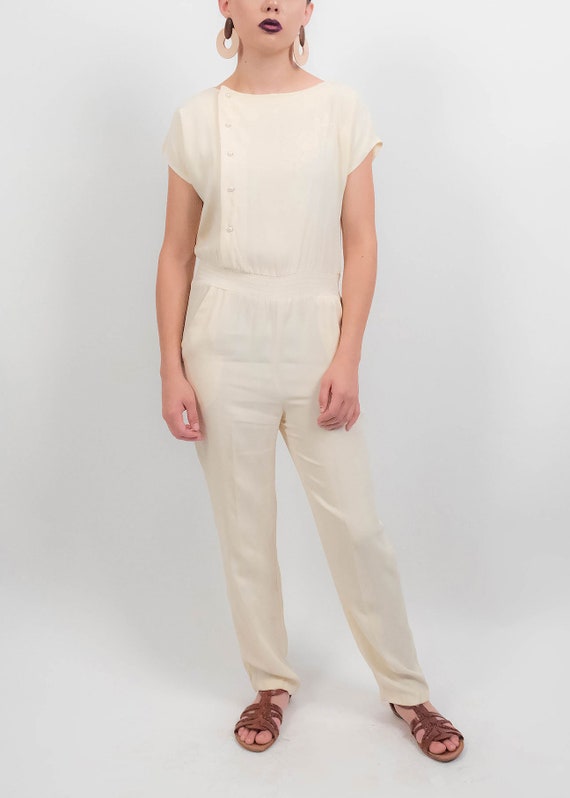 70s Floral Embroidered JUMPSUIT. Vintage Yellow J… - image 3