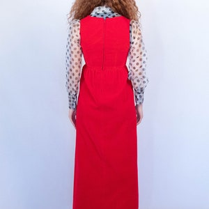 60s Red Velvet Mod Maxi Dress size XS/S image 7