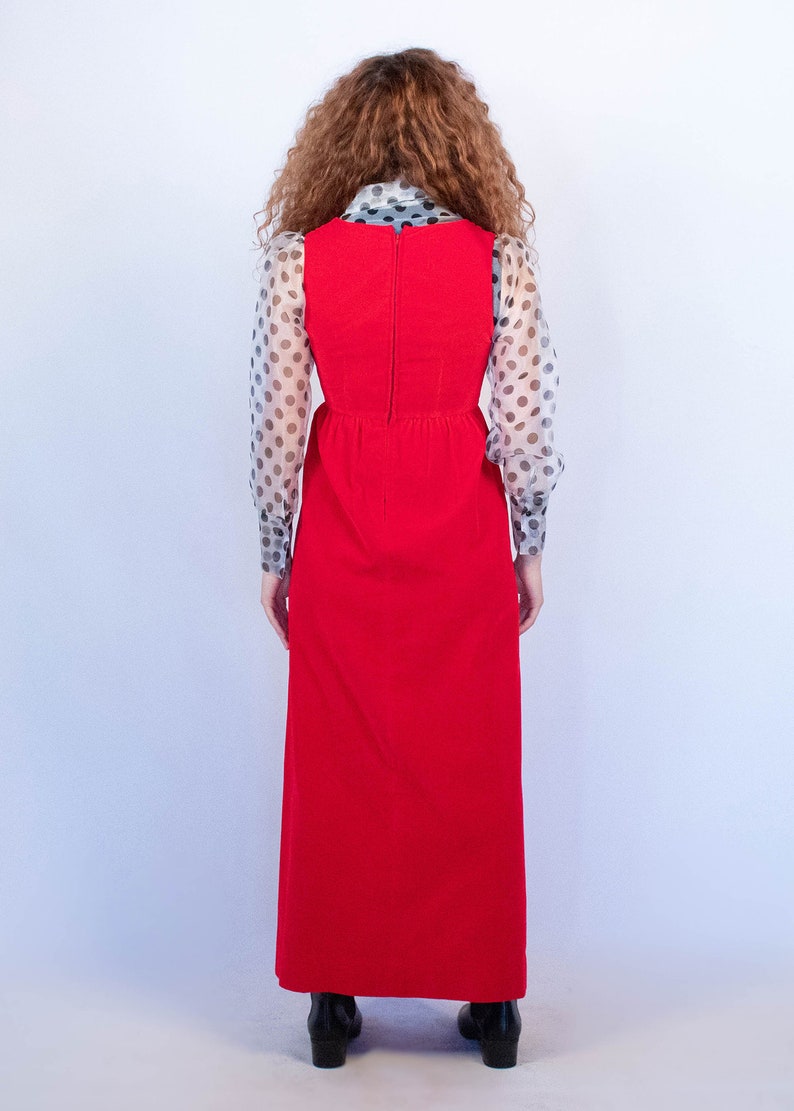 60s Red Velvet Mod Maxi Dress size XS/S image 7