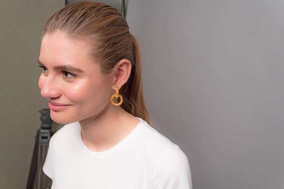Hoop Earrings / Statement Earrings / 80s Hoop Ear… - image 5