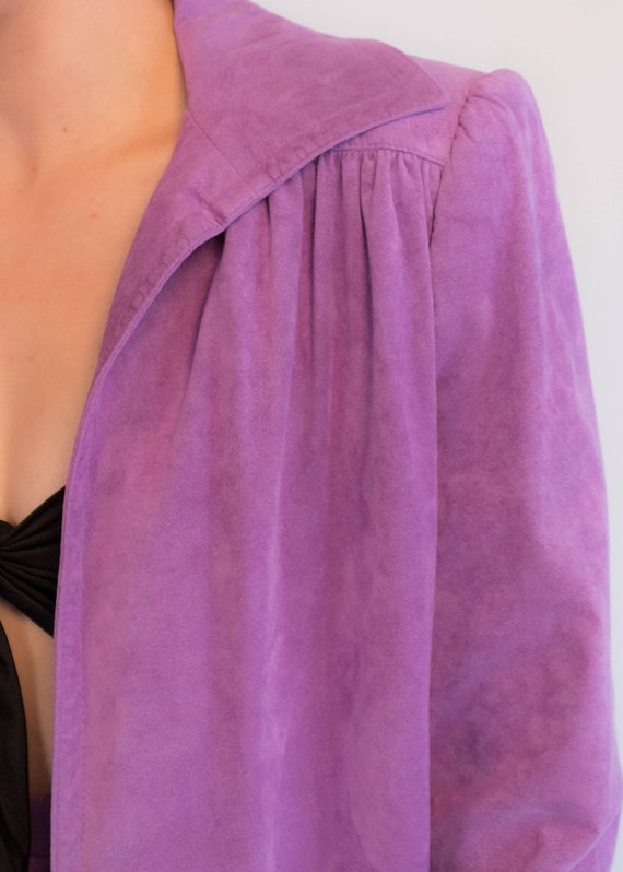 70s Faux Suede Lavender Skirt Suit size S - image 2