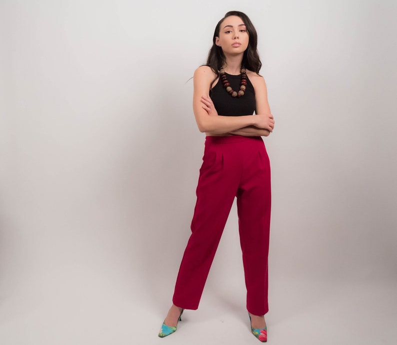 high waisted polyester pants