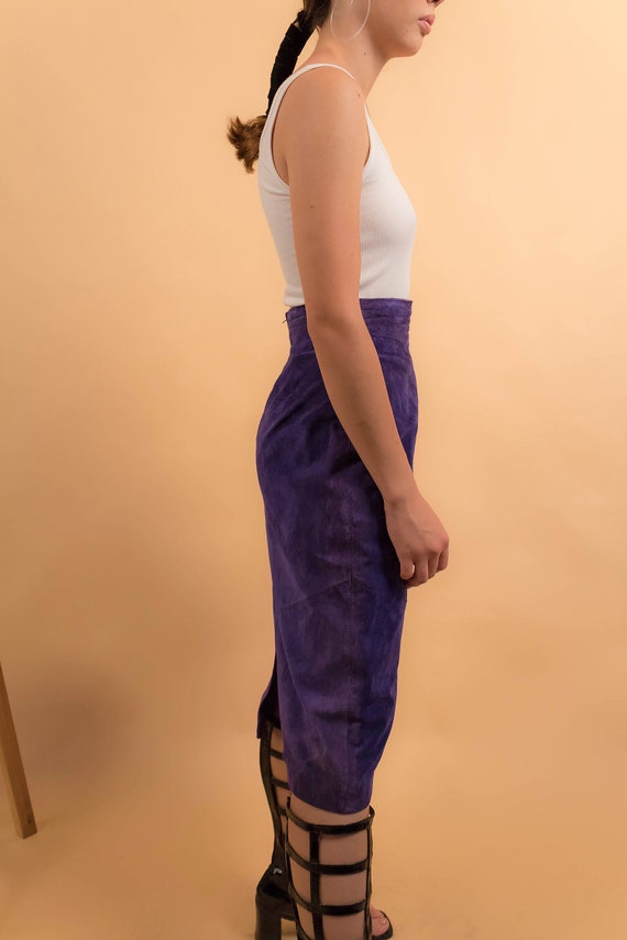 Purple Suede Skirt / High-Waisted Skirt / Suede P… - image 9