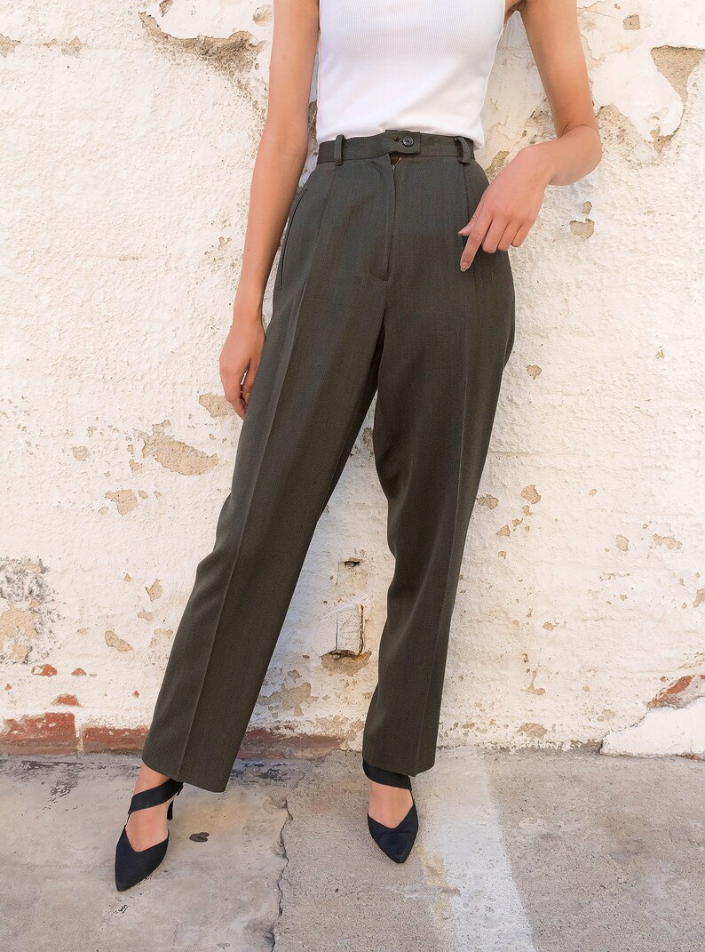 90s Minimalist Pant Suit / High-waist Pleated Pants / - Etsy