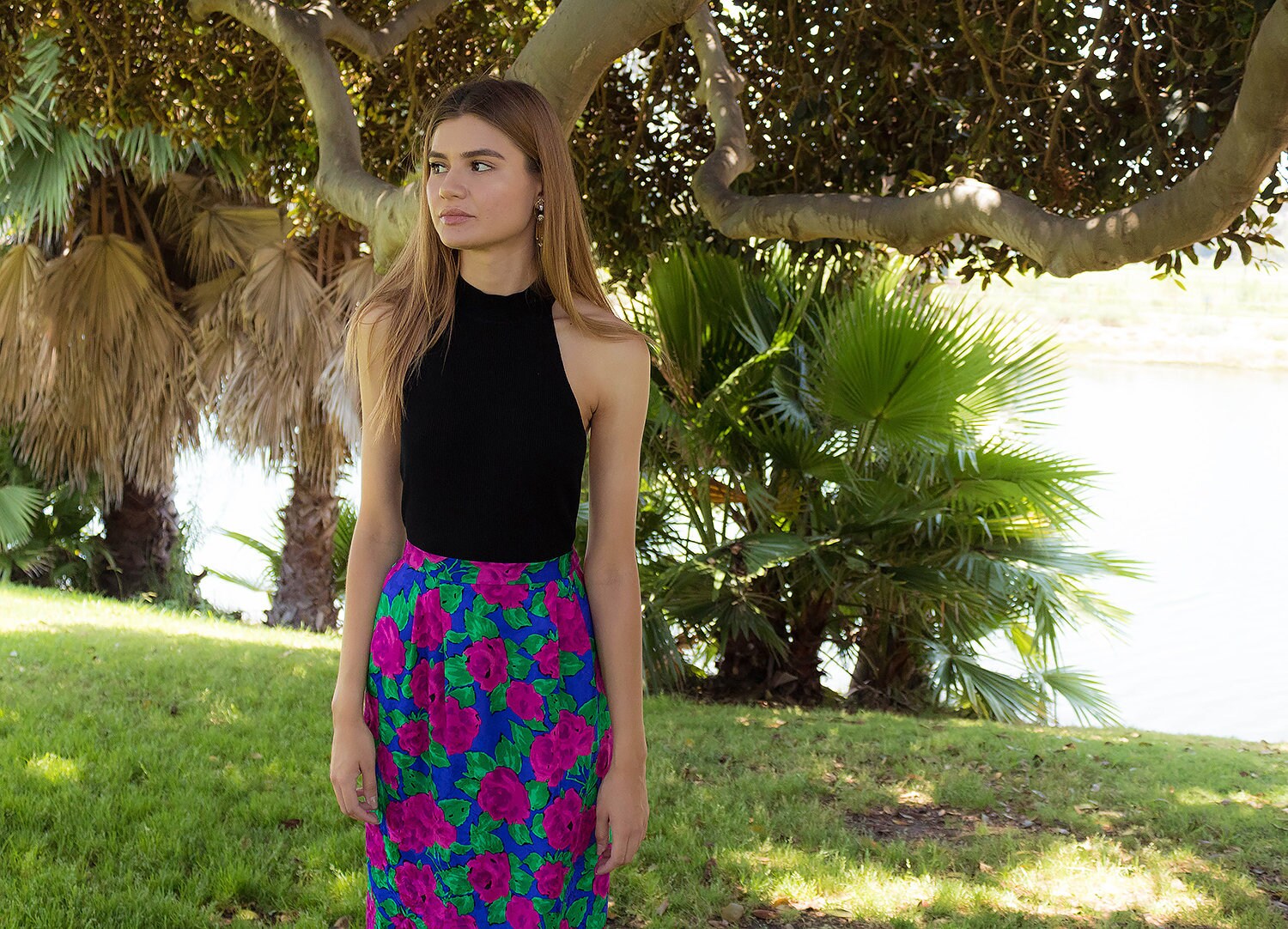 Floral Silk Skirt Set