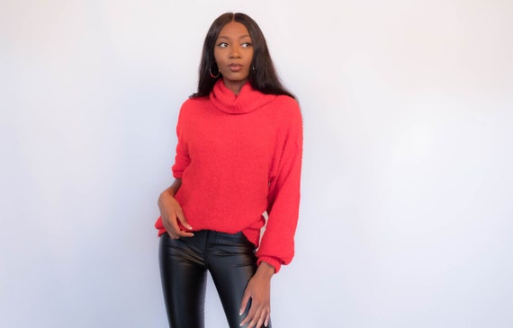 80s Nubby Cowl Neck Oversized Sweater 