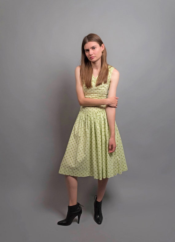 50s Vintage Dress / Polka-Dot Dress / Summer Dres… - image 10
