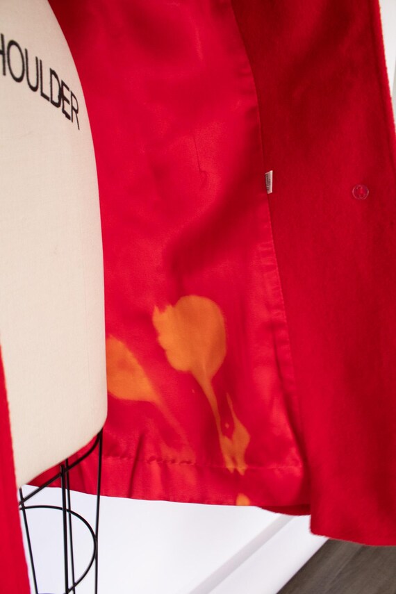 80s Bold Shoulder Structured Red Wool Coat, Vinta… - image 6