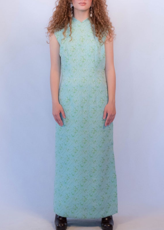 1960s Floral Brocade Maxi Dress size M/L - image 3