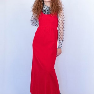 60s Red Velvet Mod Maxi Dress size XS/S image 4
