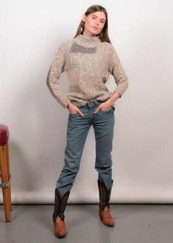 Chunky Knit Patchwork Wool Sweater fits sizes XS/… - image 5