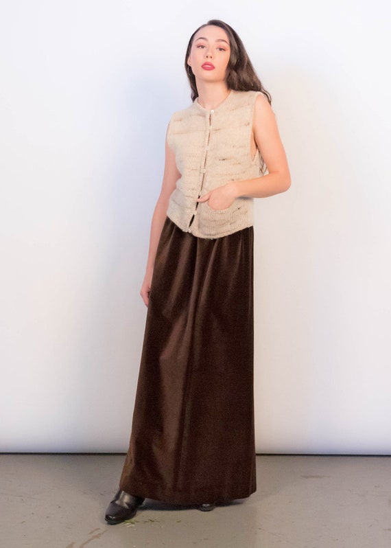 Brown Velvet Full Maxi Skirt size M - image 10