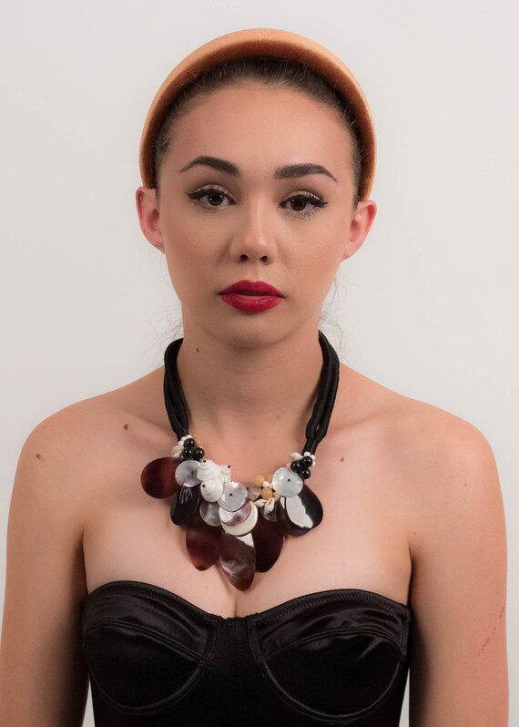 Vintage Shell Statement Necklace, 80s Shell Ocean… - image 6