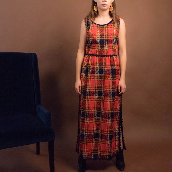 60s Wool Plaid Dress. Vintage 60s Maxi Dress. Vin… - image 3
