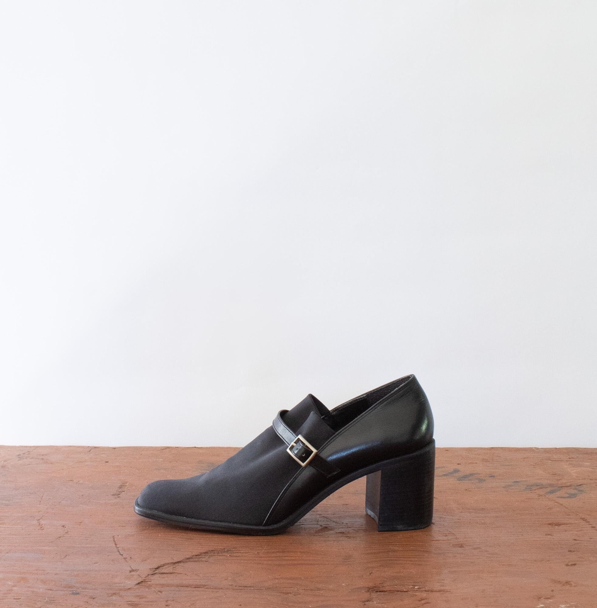 90s Nine West Chunky Heel Loafer, Vintage Minimal Stretch Fabric
