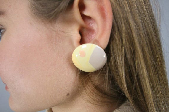 Abstract Earrings / 80s Geometric Earrings / Round Earrings / Big Earrings / Statement Earrings / Minimalist Earrings
