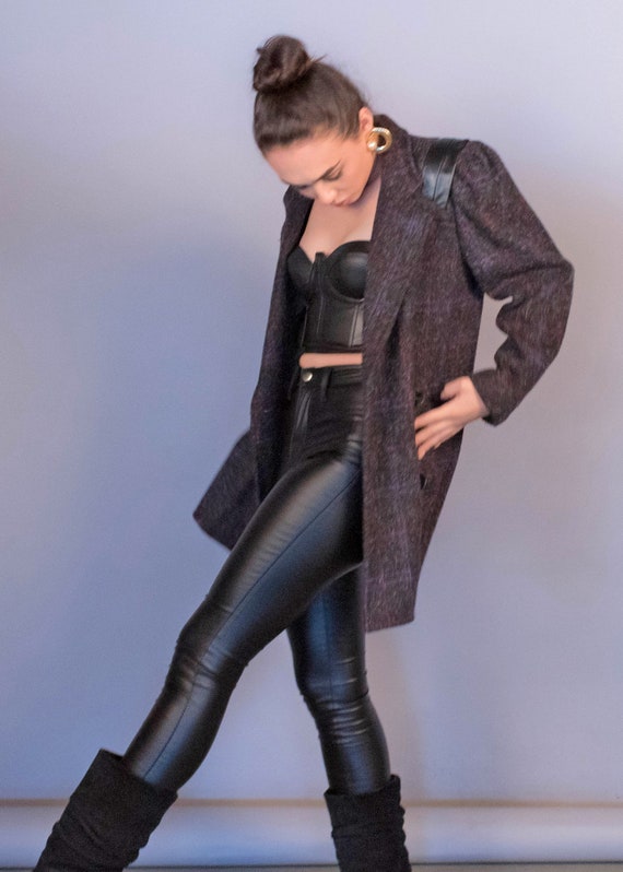 80s Box Plaid Wool Mohair Over Coat Fits Sizes XS/S/M - Etsy