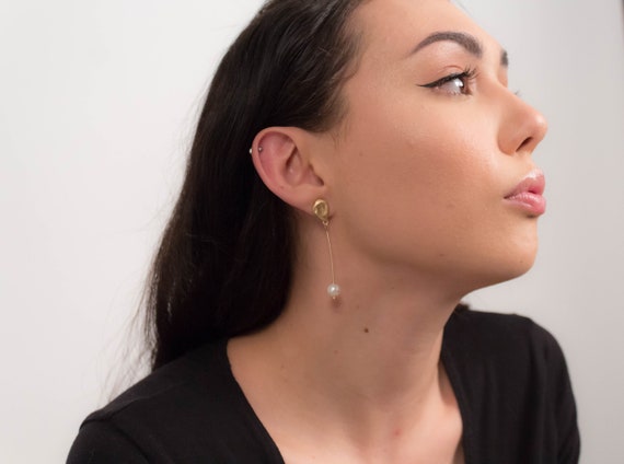 PEARL Drop Earrings. Minimalist Drop Earrings. Fa… - image 3