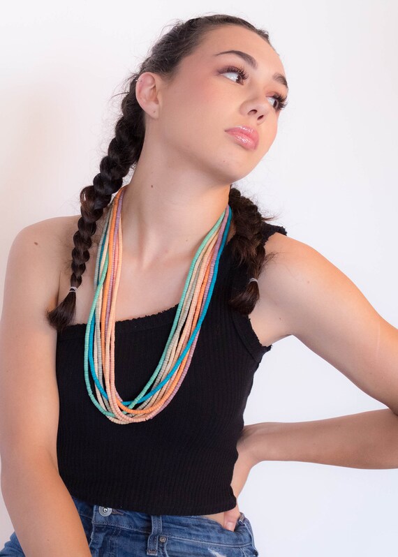 70s Bohemian Multi-Strand Beaded Necklace - image 4