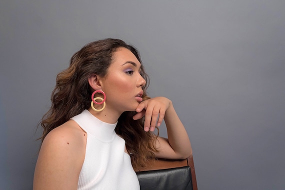 Big Circle Earrings. 80s Hoop Earrings. Oversized