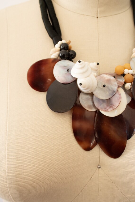 Vintage Shell Statement Necklace, 80s Shell Ocean… - image 7