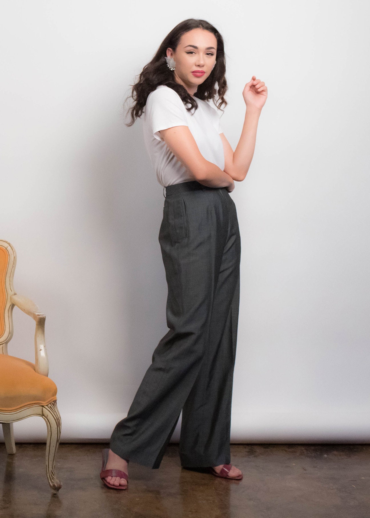Vintage 90s Kenzo Wide-leg Wool Trousers Size M/ 28w - Etsy