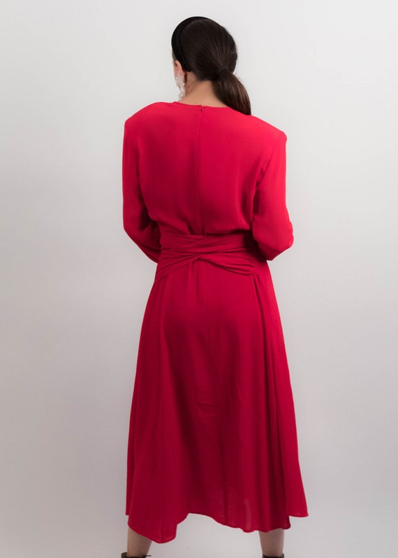 80s Wrap Crepe Dress with Shoulder Pads size M/L - image 8