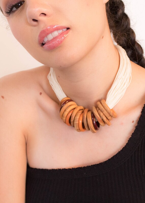 70s Wood Boho Necklace