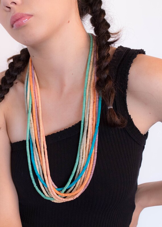 70s Bohemian Multi-Strand Beaded Necklace - image 3