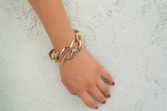 Statement Bracelet / Chain-Link Bracelet / Vintag… - image 2