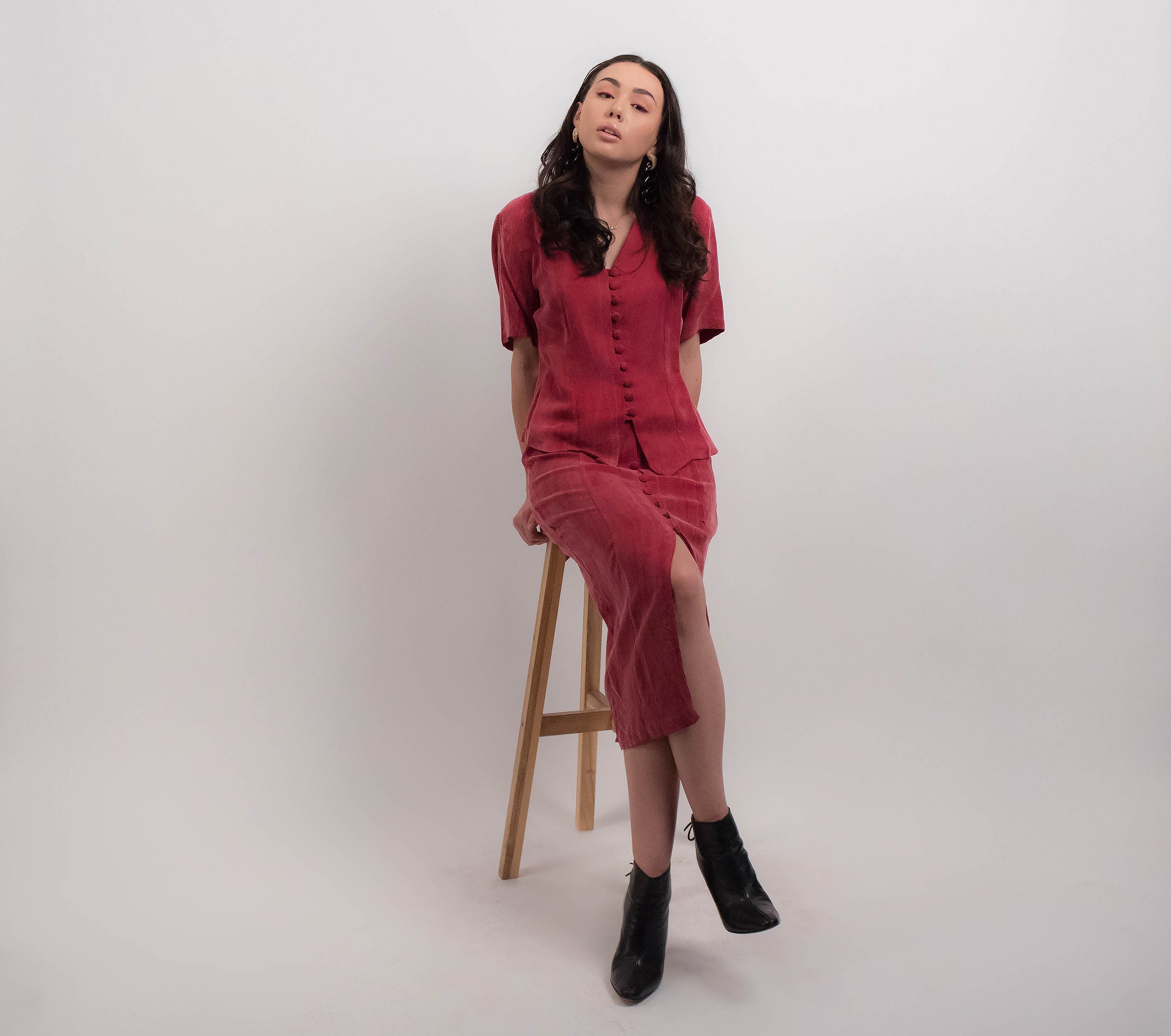 90s 2-piece Piece. Faux SUEDE Skirt Set 