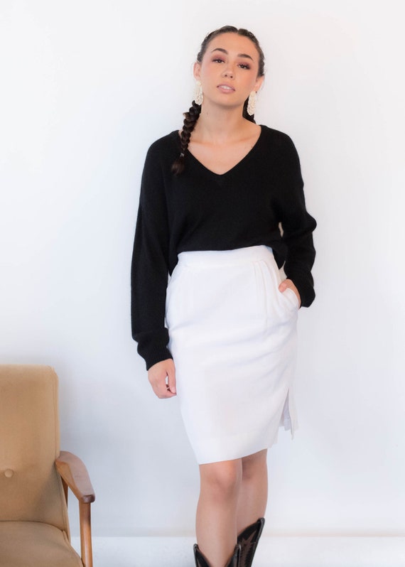 80s Louis Feraud Taffeta Pencil Skirt size S - image 10