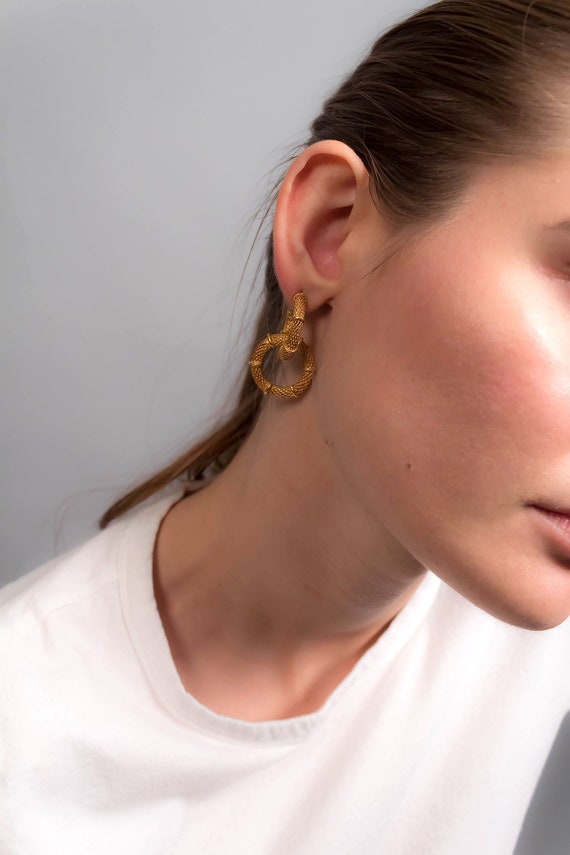 Hoop Earrings / Statement Earrings / 80s Hoop Ear… - image 8