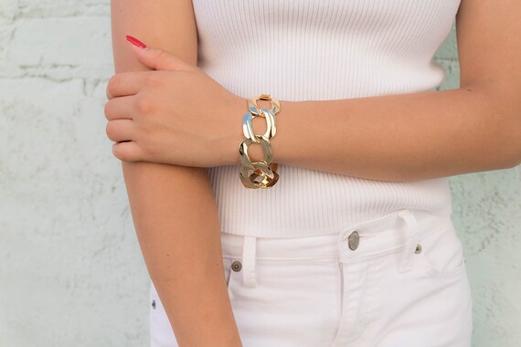 Statement Bracelet / Chain-Link Bracelet / Vintag… - image 5