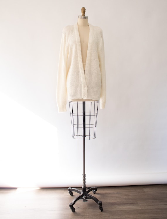 Vintage 80s Long Nubby Cardigan Oversized Cardigan Sweater Size