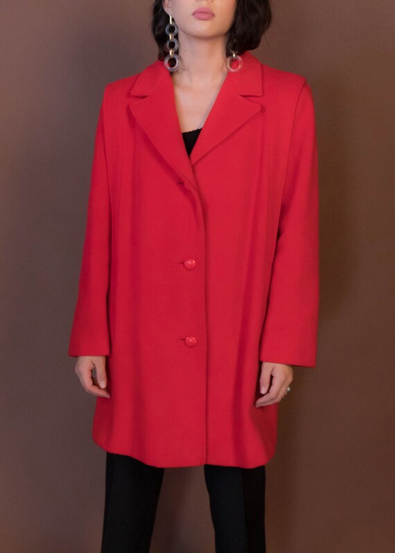 Oversized Structured Red Wool Coat sizes M/L - image 3
