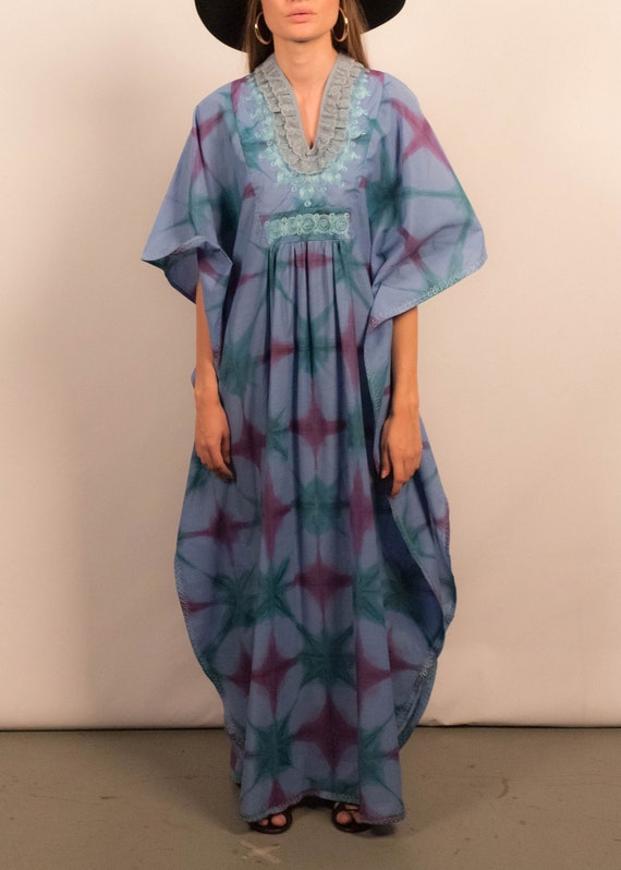 Vintage 60s Tie-Dye Maxi Caftan fits sizes XS/S/M - image 3